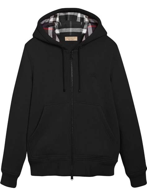 burberry zip up hoodie black|burberry check cotton zip hoodie.